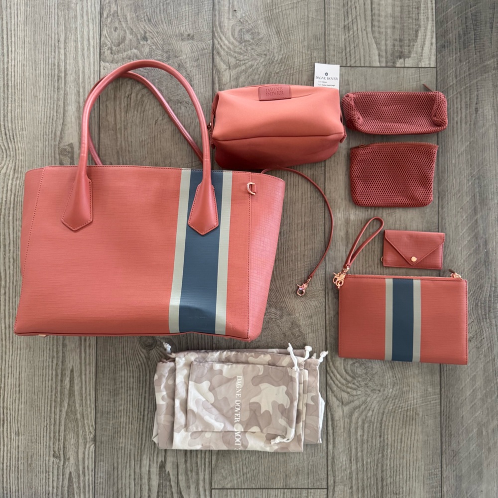 Dagne Dover Sienna Stripe Women's Tote Bag, Wallet, Clutch, and Pouch Set